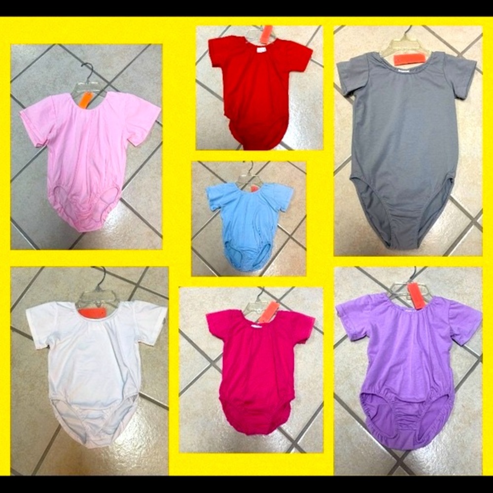 Kids Short Sleeve Dance Gymnastics Leotard Assorted Colors & Sizes to choose NWT